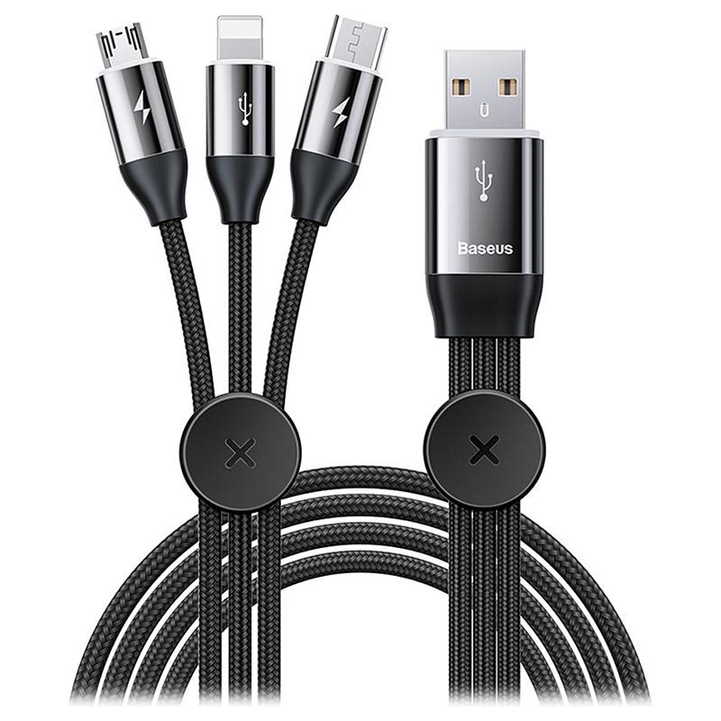 Câble Chargeur TRAXDATA 3En 1 M06 Lightning Type-C Micro USB - Noir