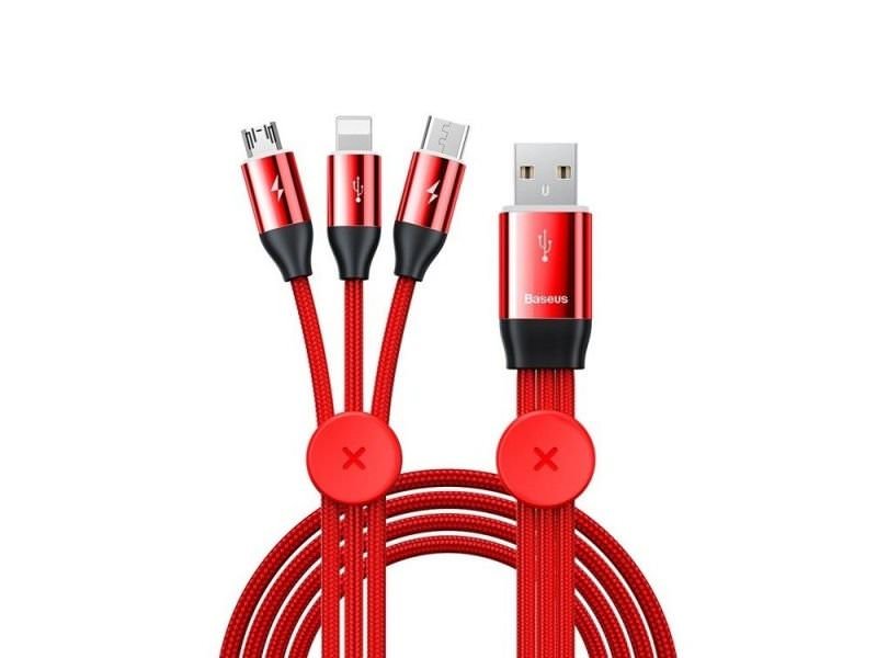 Baseus câble 3-in-1 chargeur magnetique - MicroUSB, USB-C